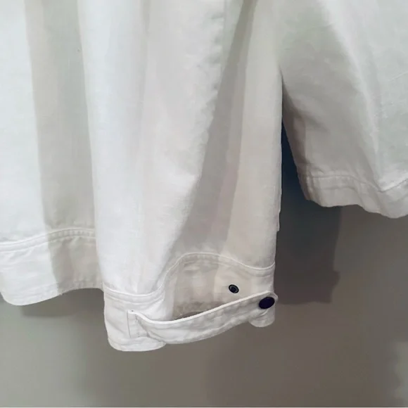 Sejour Long Sleeve Lightweight Denim Jacket Adjustable Waist, White, Size 2X - Picture 5 of 8